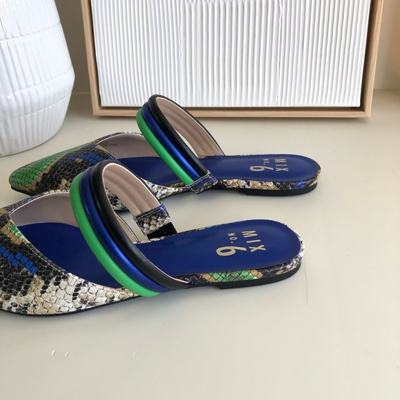 Mix No. 6 New Izabela snake skin blue green black flats Size 6 - Picture 17 of 17